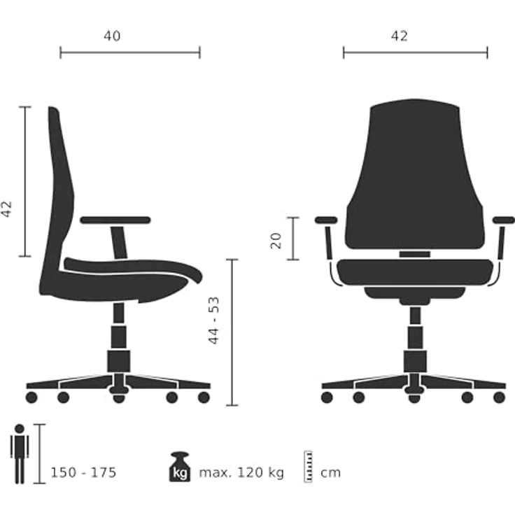 MID.YOU Drehstuhl Dunkelgrau, Textil, 360° drehbare Sitzfläche, Drehkreuz, 68x85-94x68 cm – Bild 3