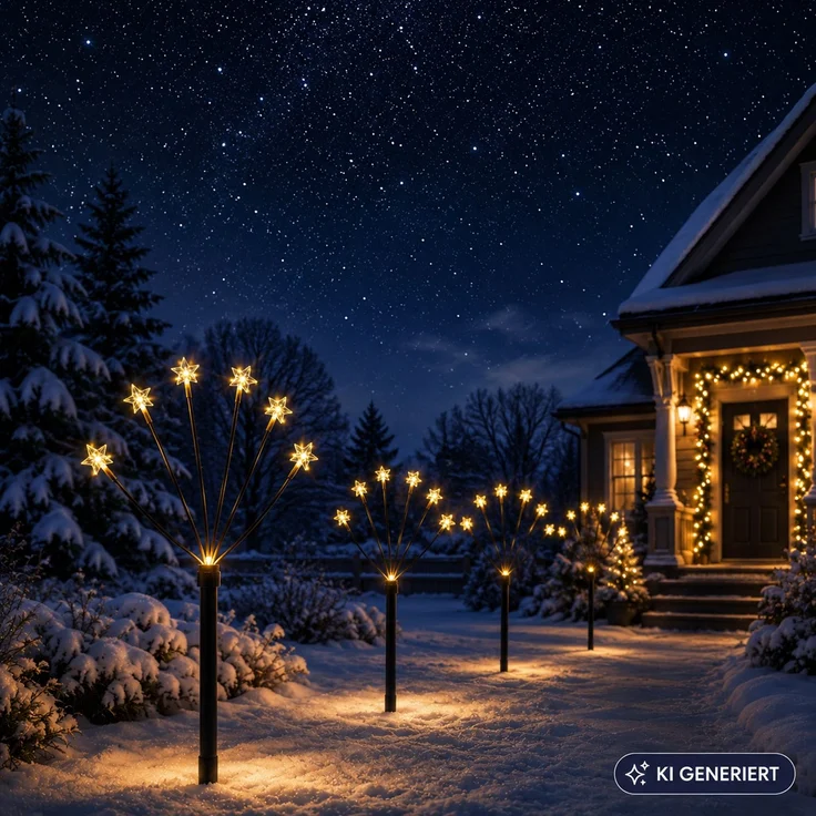 4er Set LED-Gartenleuchtstäbe mit 24 Sternen Batteriebetrieben – Bild 1
