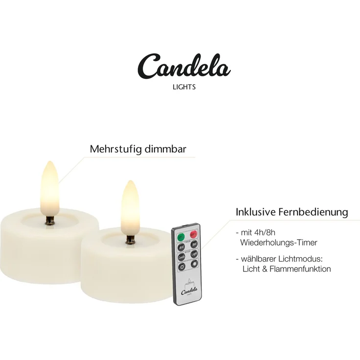 LC Home LED-Kerze Candela Lights LED Kerzen Teelichter 12er Set ?4,5cm – Bild 5