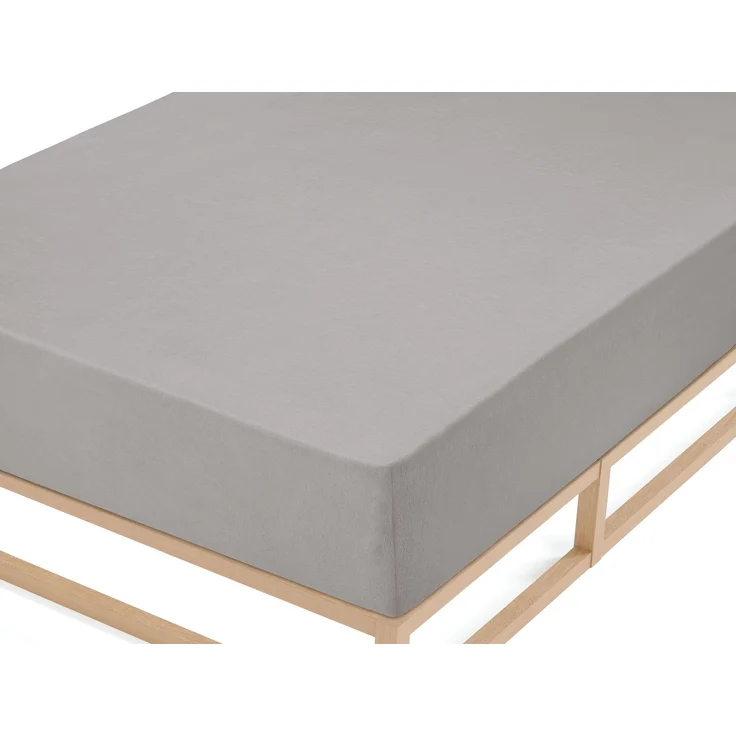 biberna Frottee-Stretch-Spannbetttuch 0012344, sturmgrau, 1x 180x200 cm - 200x200 cm – Bild 1