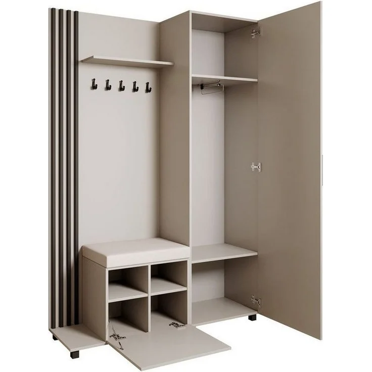 Beautysofa Garderoben-Set Livia – Design, Funktion und Ordnung in Perfektion, (Geräumiger Schuhschrank, mit praktischer Kleiderstange) – Bild 1