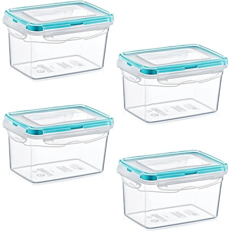 astor24 Frischhaltedose Frischhaltedosen Set mit Deckel Vorratsdose Gefrierdose Kunststoff, (4er Set, ineinander stapelbar, 4er Set Frischhaltedosen 900 ml mit Deckel), 900 ml, 100% Luftdicht und Auslaufsicher, BPA-frei, Bruchsicher – Bild 1