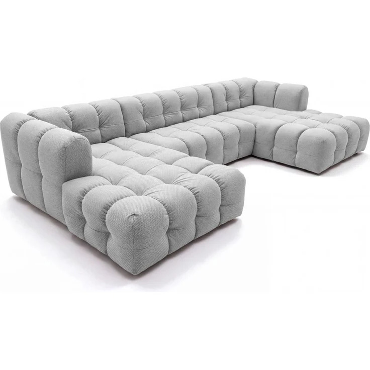 Wohnlandschaft Sofa U-Form SOLVIE in Stoff Moly Hellgrau – Bild 2