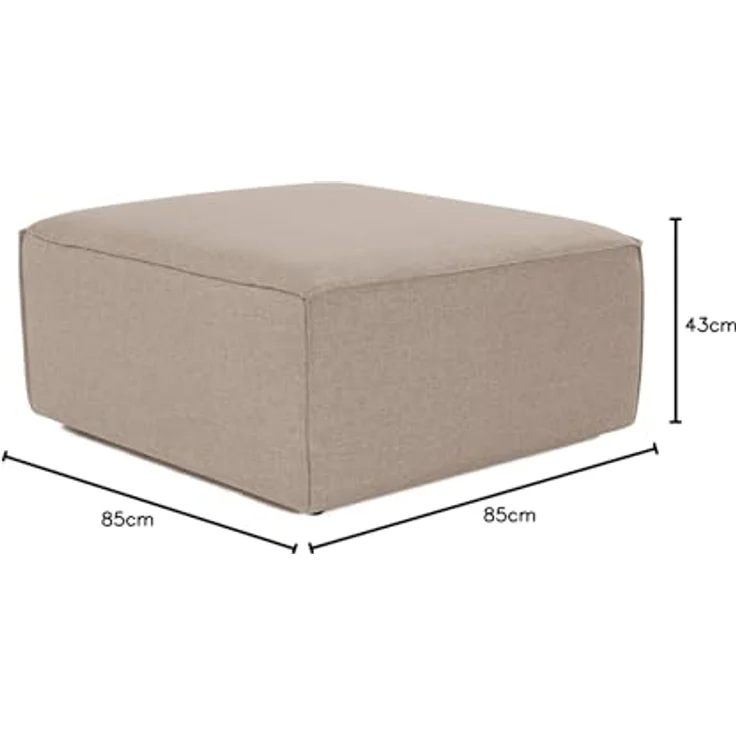 Atelier Del Sofa Stylish Brown Pouffe, 85 x 85 x 43 cm | 100% Hornbeam Frame, 100% Linen Fabric, 32 DNS Foam | Perfect for Modern Living Rooms & Cozy Spaces – Bild 2