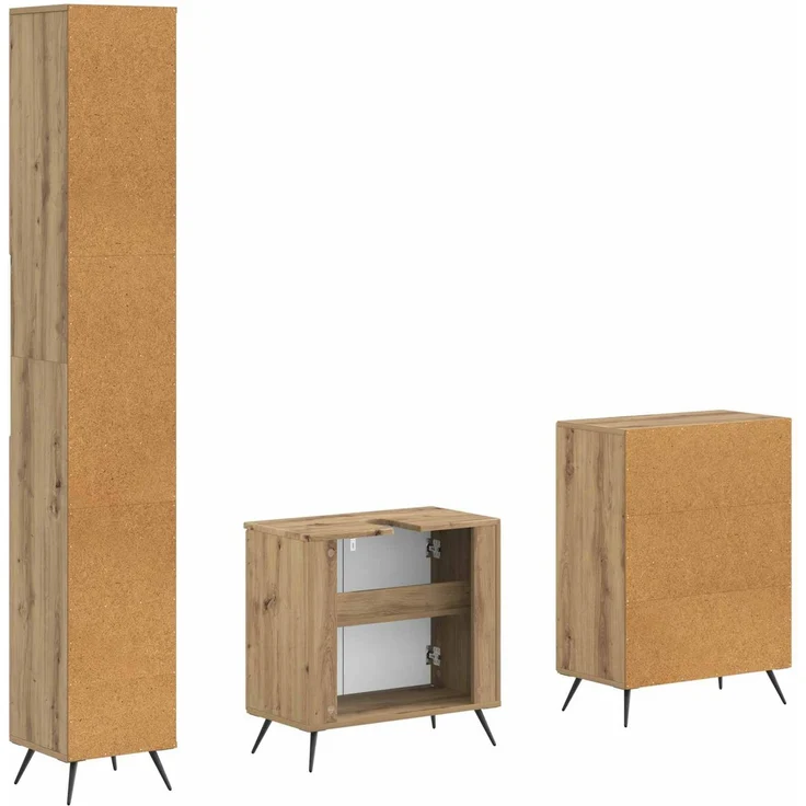 vidaXL 3-teiliges Badezimmer-Schranksystem BREDA Artisan-Eiche 3417485 – Bild 6