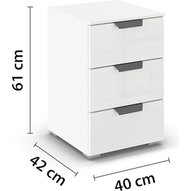 rauch Aditio Box, Nachttisch, 2 Schubladen, mit Glasfront, mit Softclose-Funktion, Farbe Weiß, BxHxT 40x61x42cm – Bild 3