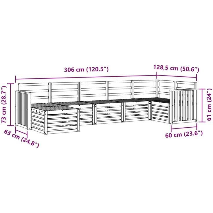 vidaXL Outdoor-Sofagarnitur 7 stk. 6-Sitzer Natur Massivholz Akazie 3375164 – Bild 10