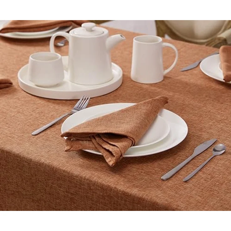 Laura Ashley Harper Luxuriöse Glatte Stoff-Tischdecke für formelle oder legere Abendessen, Urlaub, Bankett, Hochzeit oder Party, 152,4 x 365,8 cm, Spice – Bild 5