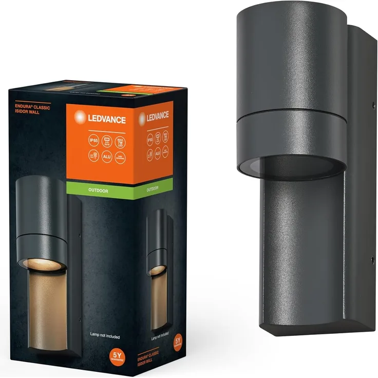 LEDVANCE Endura Classic GU10 IP65 Isidor Wandleuchte Dunkelgrau