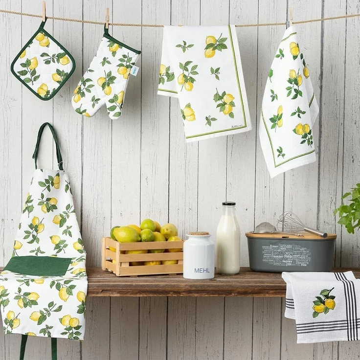 Kracht Küchen Textilien Zitronen|Frottier Küchentuch bedruckt 50x50 cm gelb-grün 3er Pack – Bild 3
