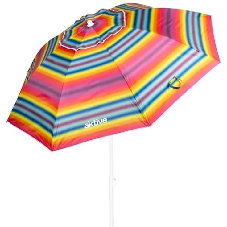 AKTIVE 62218 Sonnenschirm Durchmesser 200 cm, weißes Rohr 28/32 mm, Polyester UV50 Fiberglas