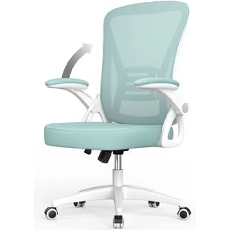 BIGZZIA Bürostuhl Ergonomischer Sitz, Sessel mit 90° klappbarer Armlehne,Lordosenstütze,höhenverstellbar – Bild 6