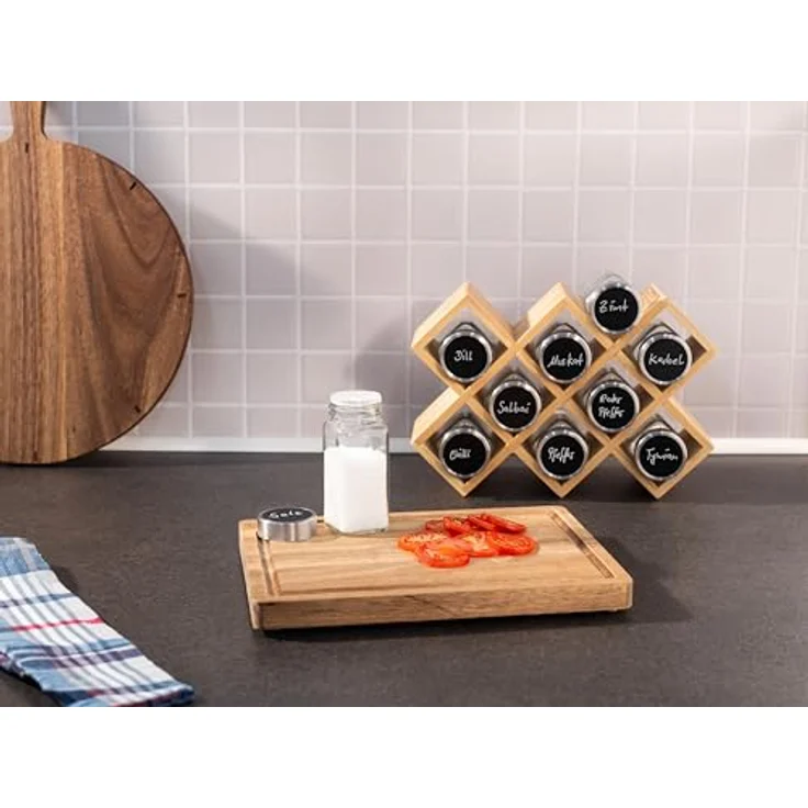 Hanseküche Gewürzregal Gewürzregal aus Holz – FSC®-zertifiziert, Komplettset inkl. Gläser und Streuaufsatz 1-tlg, Komplettset aus zertifiziertem Bambusholz – Bild 3