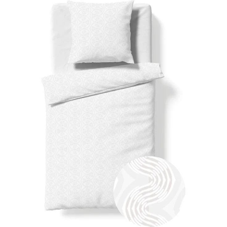 Fleuresse Havanna Damast Bettwäsche uni 155x220 Wellen Schlangen weiß 454610-100 – Bild 2