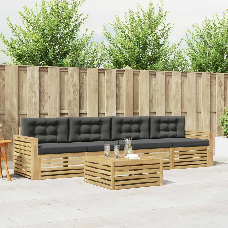 vidaXL Outdoor-Sofagarnitur 5 Stk. Weiß und Anthrazit 3390012