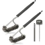 BlueCraft 2 x Grillbürste aus Edelstahl inkl. Weber Grill-Thermometer