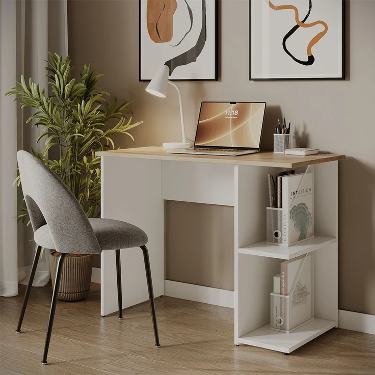 Schreibtisch Simple Weiß/Artisan 100 x 50 cm Vicco – Bild 6