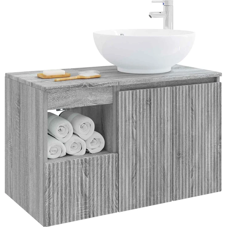 vidaXL Badezimmerschrank-Set 2 stk. Grau Sonoma 79,5 x 44,5 x 80 cm 3404090 – Bild 3