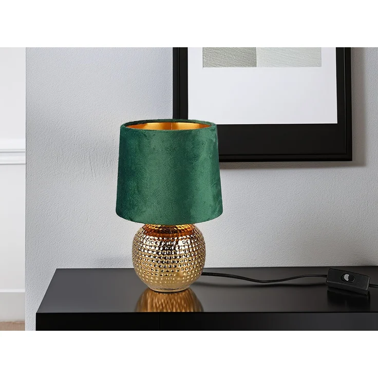 RL Light 'Sophia' Tischleuchte R50821015, Steh-Nachtlicht, Lampenschirm & Schreibtischlampe, Keramik grün/gold – Bild 5