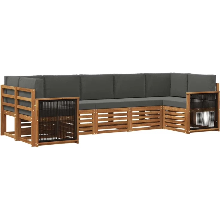 vidaXL Outdoor-Sofagarnitur 7 stk. 7-Sitzer Natur und Anthrazit 3384803 – Bild 2