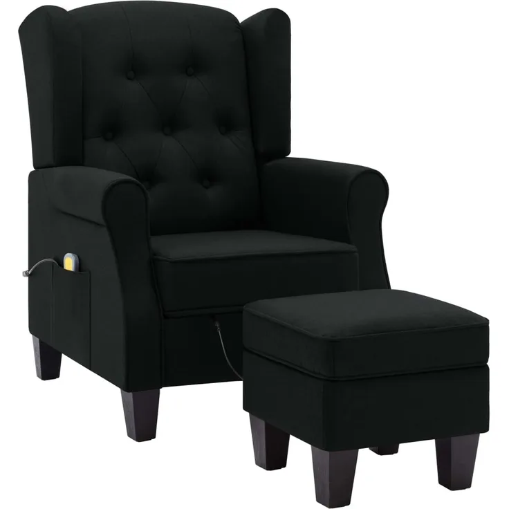 vidaXL Massagesessel mit Hocker Schwarz Stoff 320163