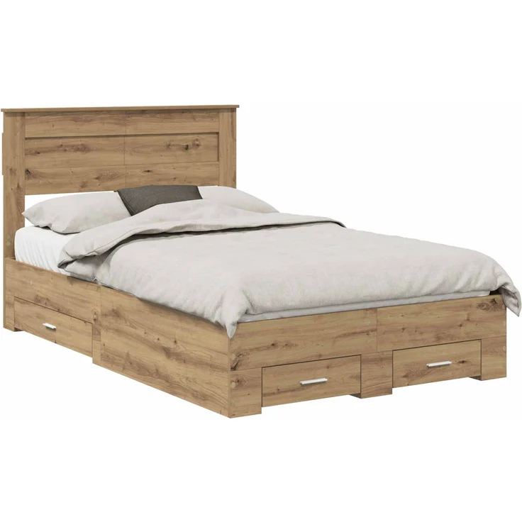 vidaXL Bettrahmen Artisan-Eiche 135 x 190 cm Holzwerkstoff 3410002 – Bild 1