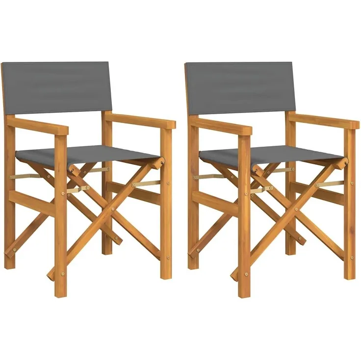 vidaXL Regiestühle 2 Stk. Klappbar Grau Massivholz Teak 4008513