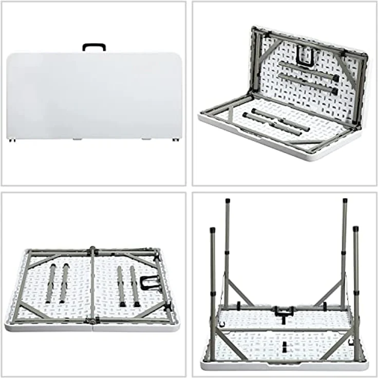 HollyHOME Klapptisch Quadratisch 87cm Campingtisch Klappbar Tisch Wetterfest Gartentisch Balkontisch Tragbarer Klapptisch Esstisch für Küche BBQ Catering Party, Weiß – Bild 6