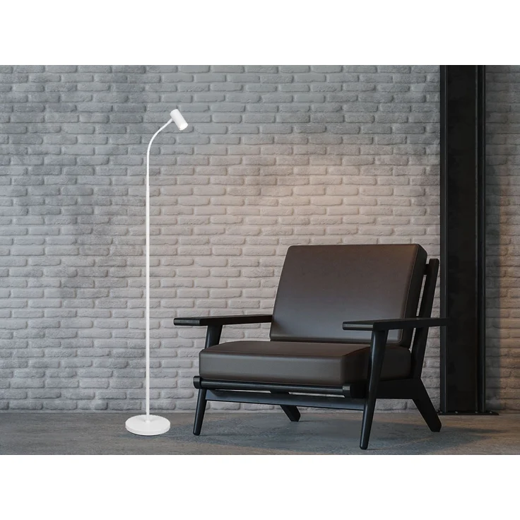 Schmale Stehlampe TARYN Weiß mit flexibel einstellbarem Spot, Höhe 133,5cm – Bild 6