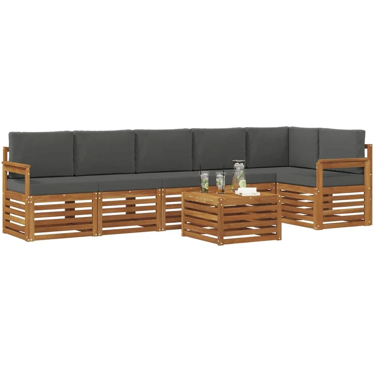 vidaXL Outdoor-Sofagarnitur 7 stk. 6-Sitzer Natur und Anthrazit 3374917 – Bild 3
