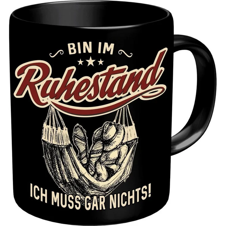 RAHMENLOS® Tasse Kaffeebecher für den Rentner - Bin im Ruhestand - Im Geschenkkarton, Keramik – Bild 1