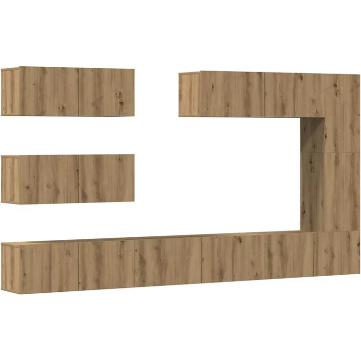 vidaXL 7-tlg. TV-Schrank-Set Wandmontage Artisan-Eiche Holzwerkstoff 3329140