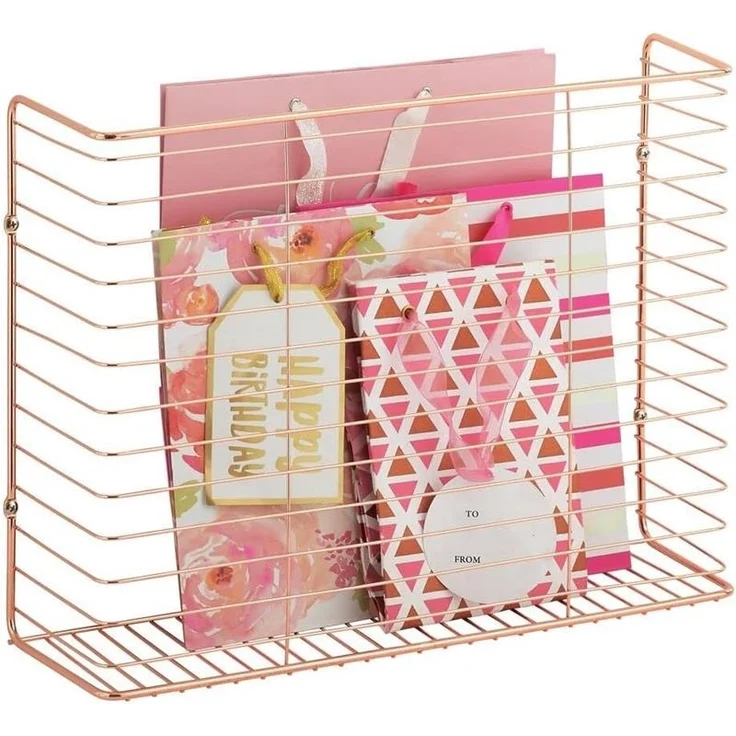 mDesign Wandregal Ablage Aufbewahrung Regal Organizer Metall Roségold – Bild 7