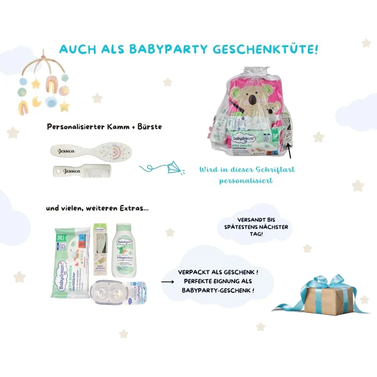 KIDDI-MEDIA Babydecke mit Name und Geburtsdatum Bestickt/kuschelig weich / 1A Qualität (Hellblau - Äffchen) – Bild 4