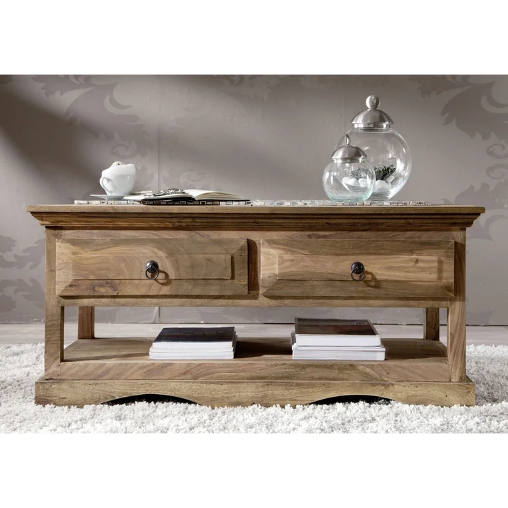 Couchtisch Sheesham 110x50x50 grau geölt LEEDS #44 – Bild 2