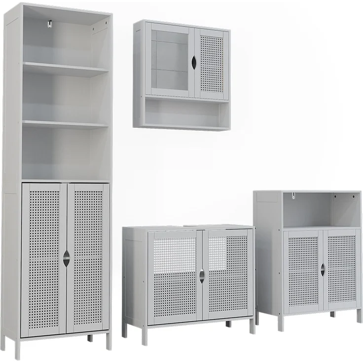Badmöbel-Set Liora Weiß 4-teilig Vicco – Bild 1
