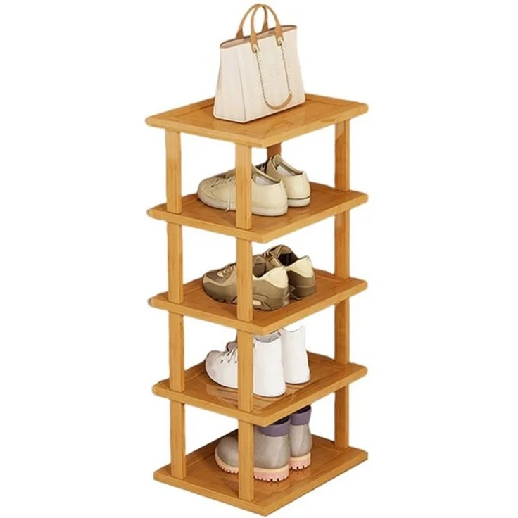 Rutaqian Schuhregal Vertikales Schuhregal,5/7/8 Stöckige Schuhregal aus Holz, Freistehende Schuhhalter Schmal und Hoch für Eingang,Flur – Bild 4