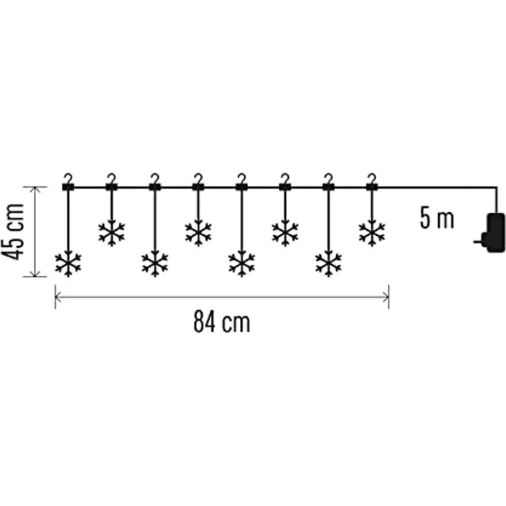 EMOS Mini Lichtervorhang mit 8 Schneeflocken, LED-Lichterkette mit Wintermotiv, Warmweiß, Lichtergirlande 84cm + Netzteil, Leuchtdauer 10.000 h, IP44 für Innen und Außen, für Party, Weihnachten – Bild 6