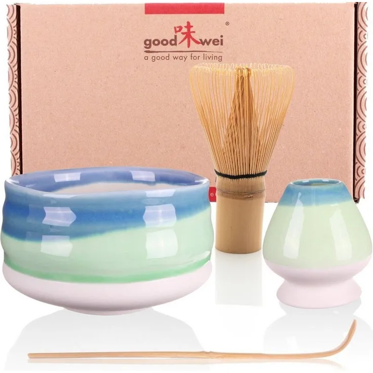 Goodwei Teeschale Matcha-Set "Sumi" 120 mit Teeschale, Matchabesen und Besenhalter, Keramik