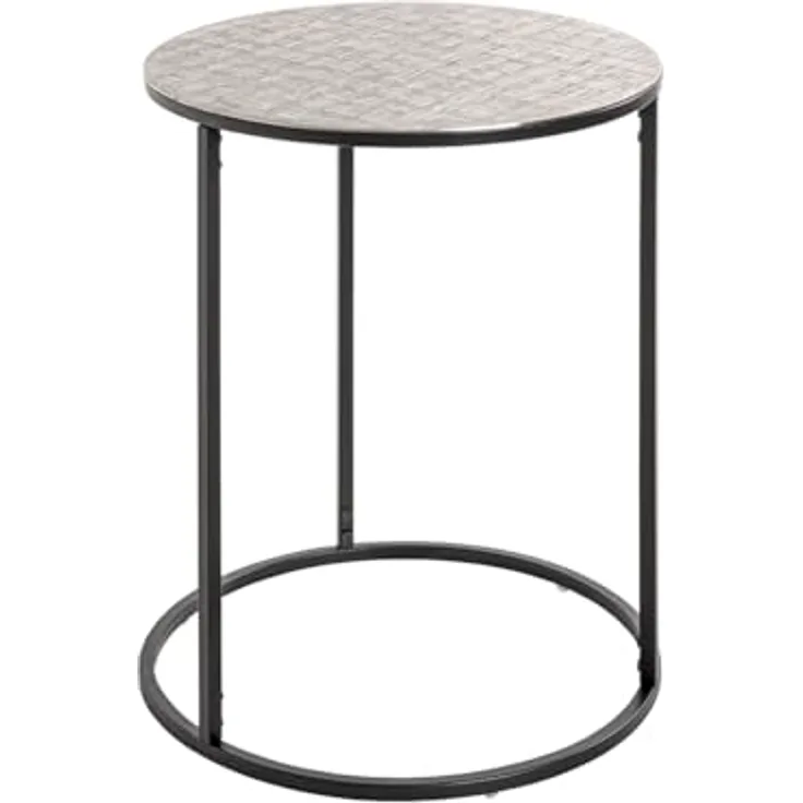 XXXL Beistelltisch, Metall, rund, Schwarz und Silber, 46x60x46 cm für Wohnzimmer