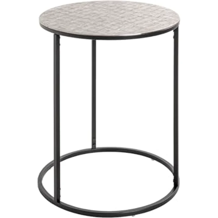 XXXL Beistelltisch, Metall, rund, Schwarz und Silber, 46x60x46 cm für Wohnzimmer – Bild 1