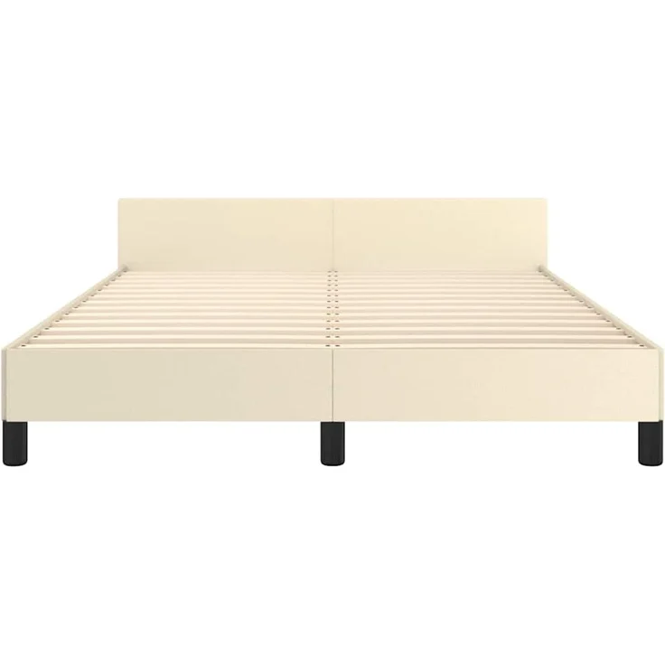 Doppelbett, Bettgestell Modernen mit Kopfteil ohne Matratze Creme 140x190 cm d940e – Bild 5