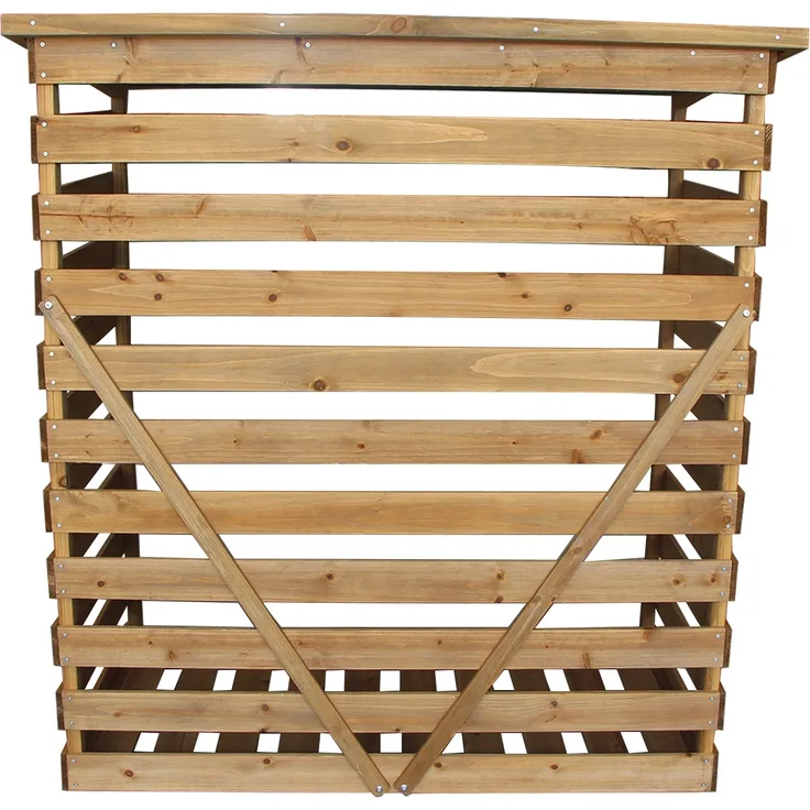MCombo Kaminholzregal Brennholzregal Kaminholzunterstand 1200, mit Rückwand, aus Holz, Braun, 64 x 116 x 123 cm