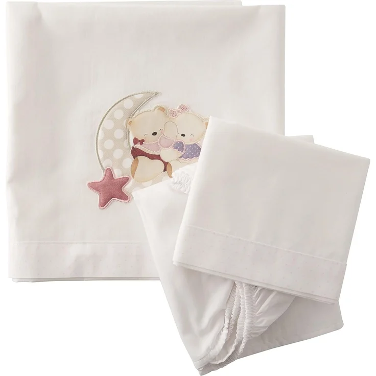 Interbaby 04179-12 Bettwäsche wiege - 100% Baumwolle - Modell: Liebender Bär, Weiss und rosa, rosa, 0. 7 kg – Bild 1