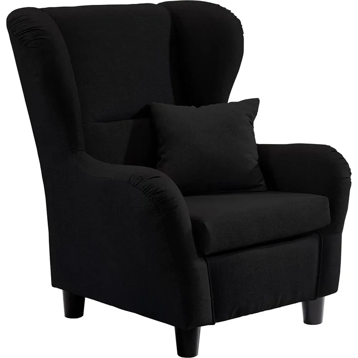 lifestyle4living Ohrensessel in schwarz im Landhaus-Stil | Der perfekte Polstersessel für entspannte, Lange Fernseh- und Leseabende. Abschalten und genießen!