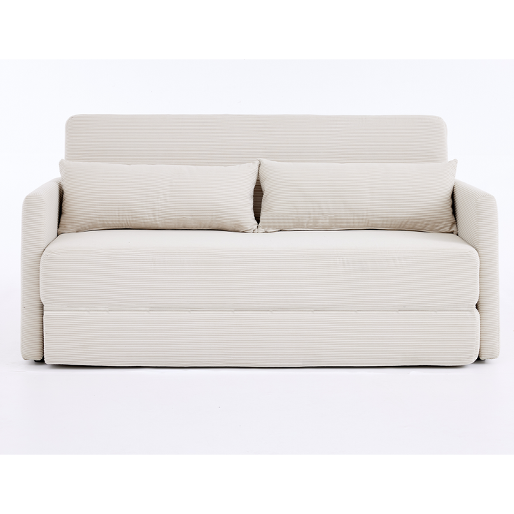 LVHOM Schlafsofa 2-Sitzer, Klappsofa mit Schlaffunktion, Bettsofa aus Cordstoff, Schlafcouch mit Kissen und Seitentaschen, 165x92x82 cm – Bild 2