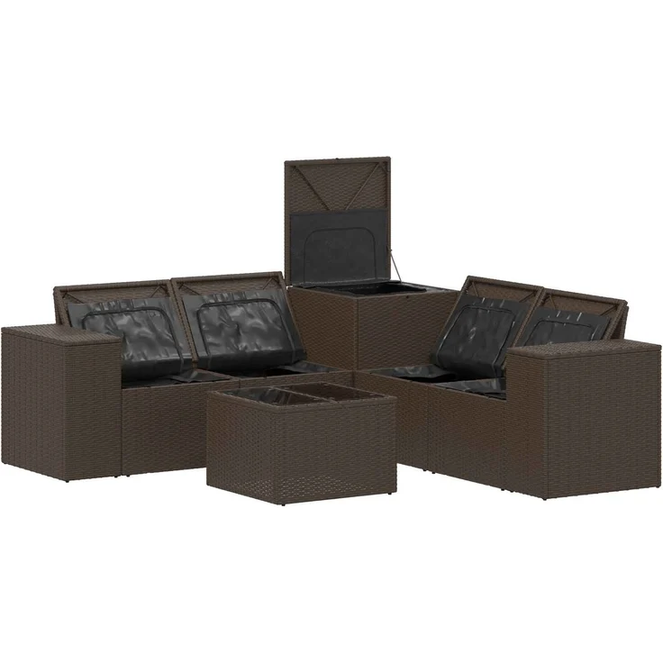 vidaXL Sofa Set 6 stk. Braun und Rot Polyrattan und Stahl 3447565 – Bild 7