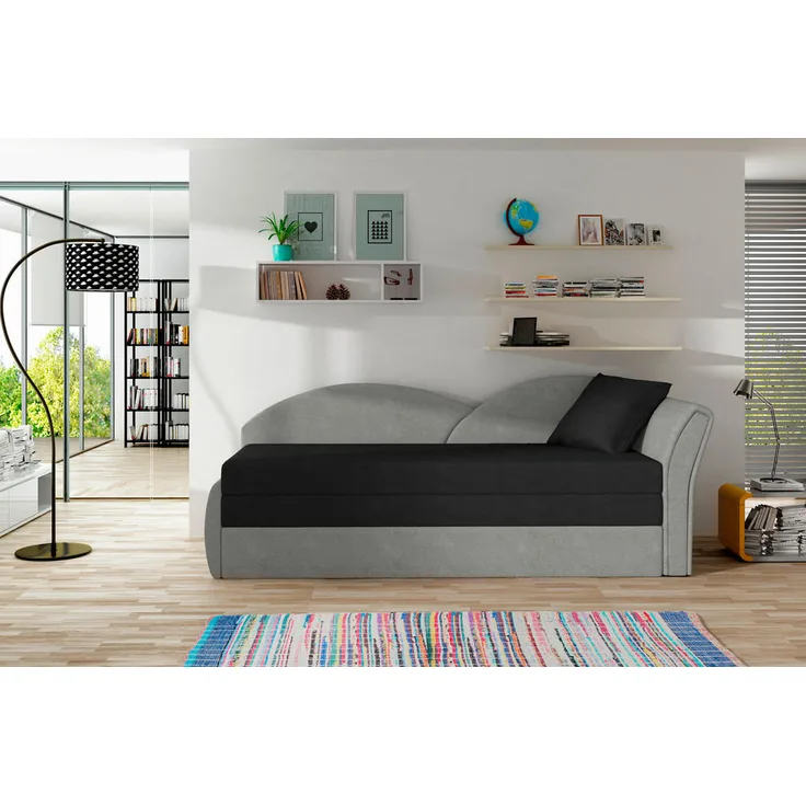 MID.YOU Récamiere Schwarz-Hellgrau, Textil, 218x80 cm für Wohnzimmer