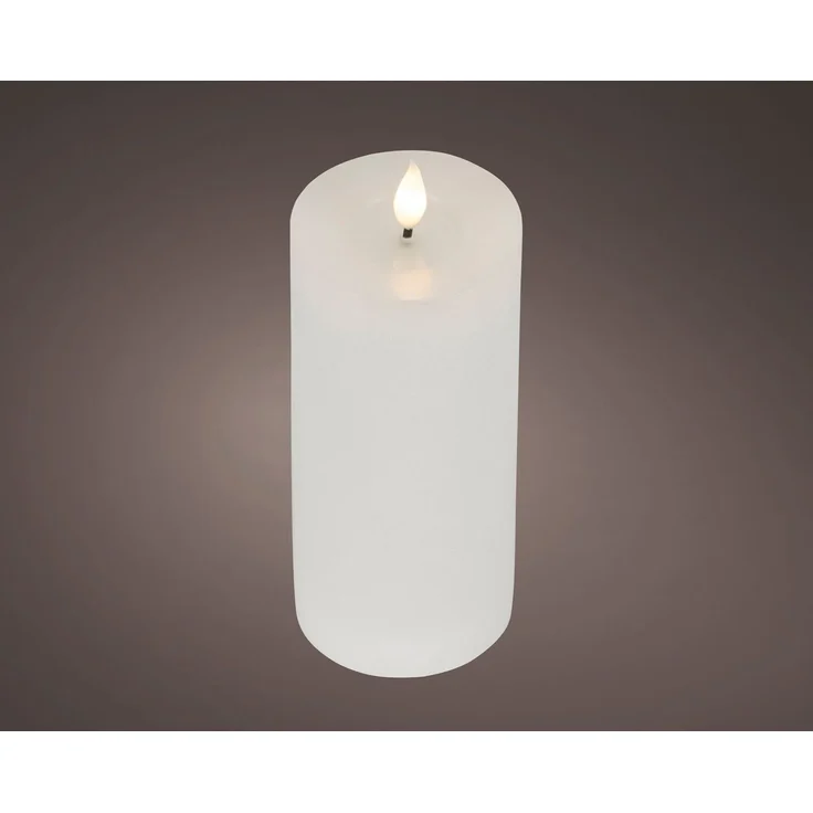 Lumineo LED-Kerze, Timer, warmweiß, LED Kerze 7,5x20cm mit Timer - Wachs Flacker-Effekt Weiß Warmweiß – Bild 2