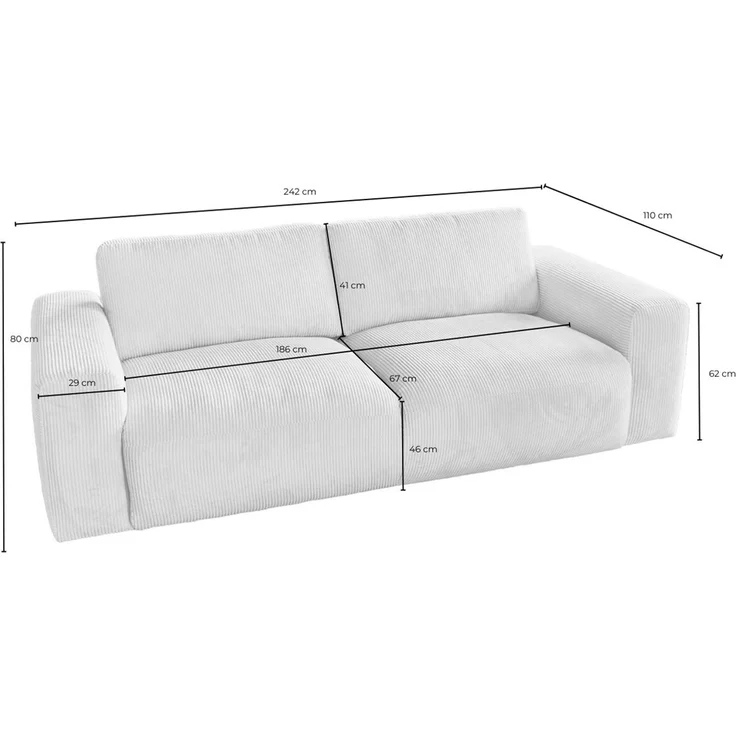 KAWOLA Sofa BODHI 3-Sitzer Cord rosa 80 x 110 x 242 cm – Bild 10